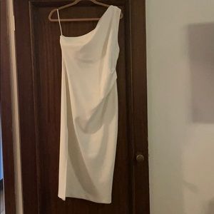 Bec + Bridge Ivory One Shoulder Midi Dress